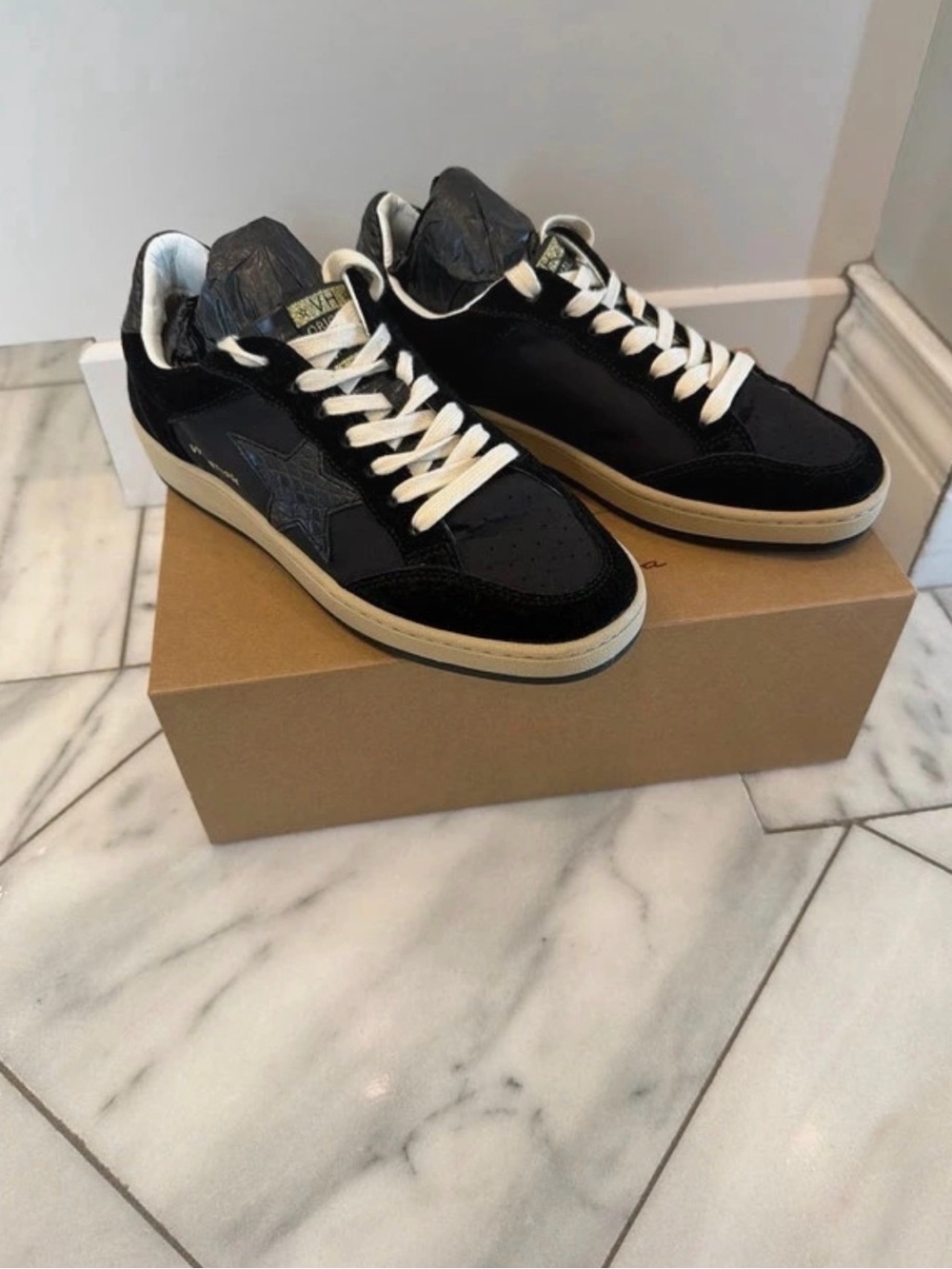 Vintage Havana Black and Cream Low-Top Sneakers